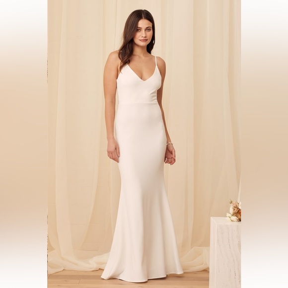 Lulu’s Infinite Glory White Maxi Wedding/Event Dress - Sz L - Picture 2 of 9